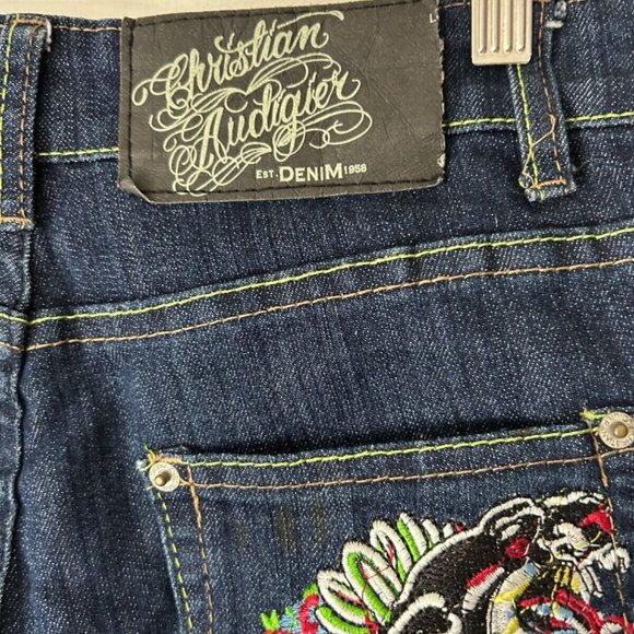Y2K Ed Hardy by Christian Audigier Mens Size 31x34 Japan Tiger Embroidered Jeans - Picture 4 of 7